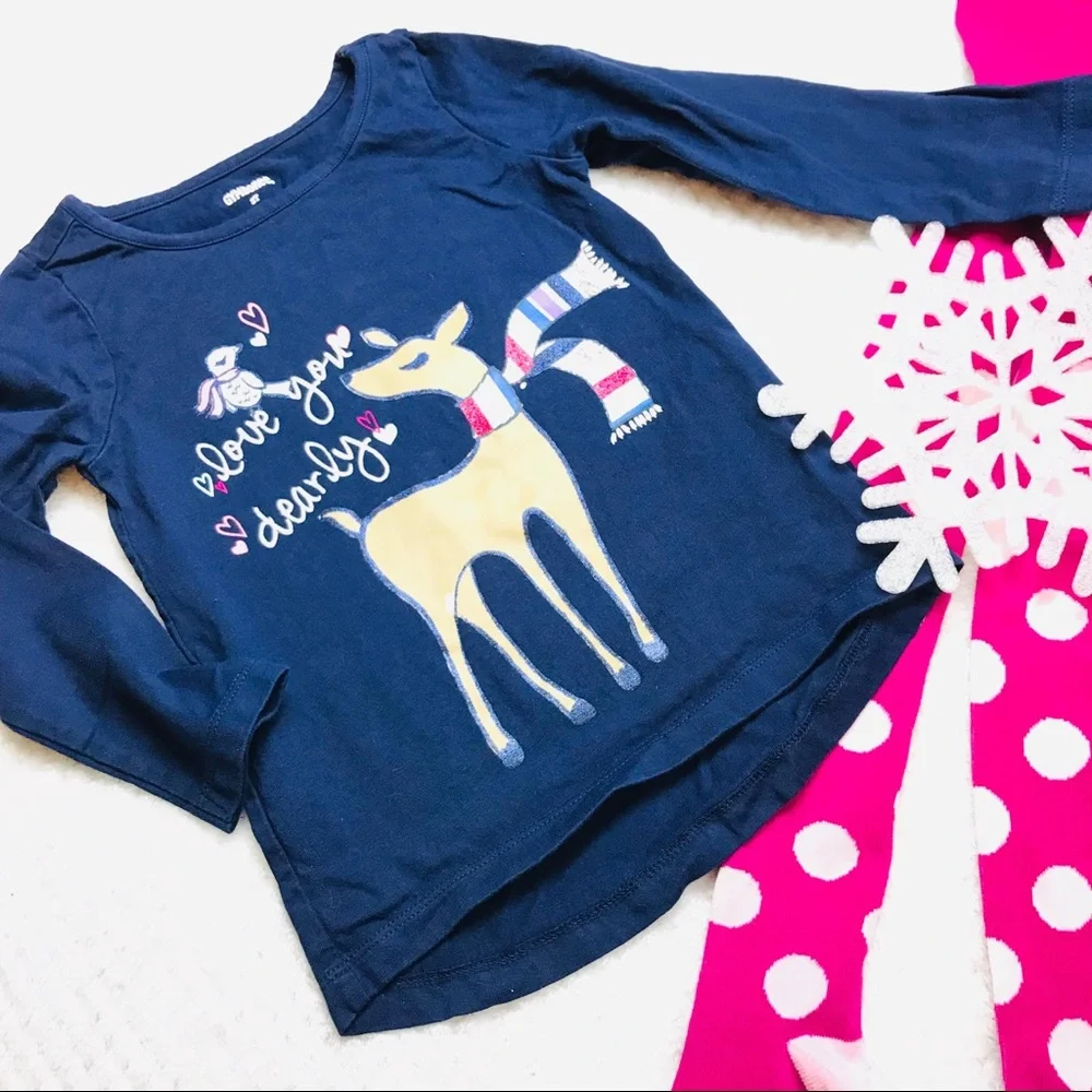 COPY - Gymboree long sleeve winter deer cotton top Sz 3T